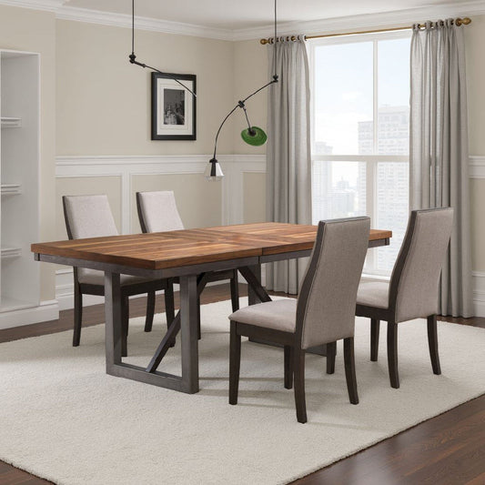 Zor 5pc Dining Set | 60-77" Extendable Table | 4 Chairs | Taupe Gray