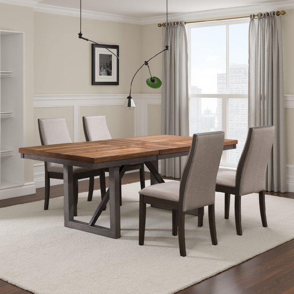 Zor 5pc Dining Set | 60-77" Extendable Table | 4 Chairs | Taupe Gray