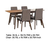 Bera 5pc Dining Set w Chairs | 59-75’’ Extendable | Walnut Brown | Gray BM338113