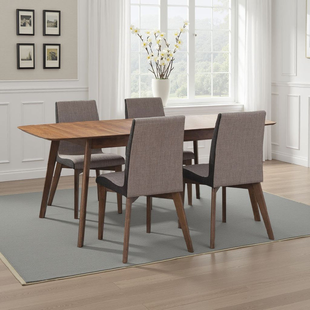 Bera 5pc Dining Set w Chairs | 59-75" Extendable | Walnut Brown | Gray