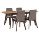 Bera 5pc Dining Set w Chairs | 59-75" Extendable | Walnut Brown | Gray