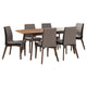 Bera 7pc Dining Set w Chairs | 59-75" Extendable | Walnut Brown | Gray