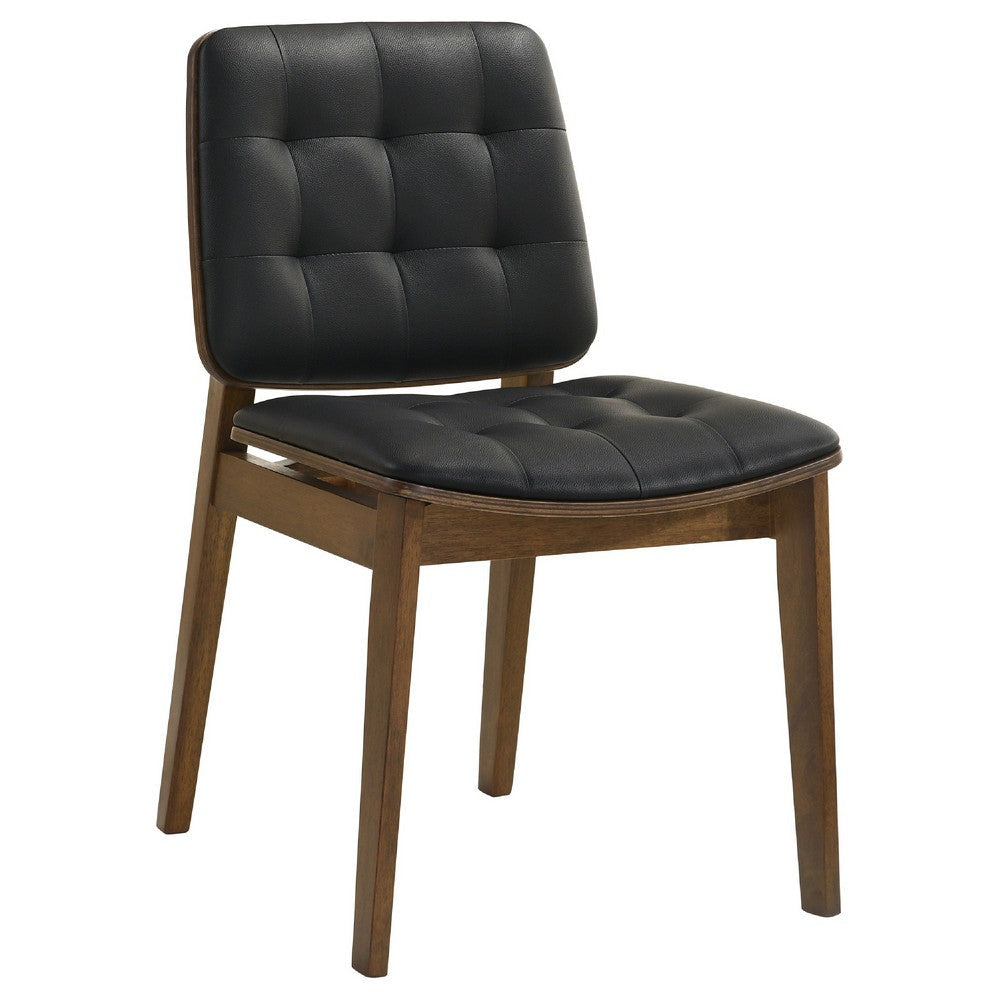 Bera 5pc Dining Set w Chairs | 59-75’’ | Walnut Brown | Black Faux Leather BM338115