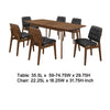 Bera 7pc Dining Set w Chairs | 59-75’’ | Walnut Brown | Black Faux Leather BM338116