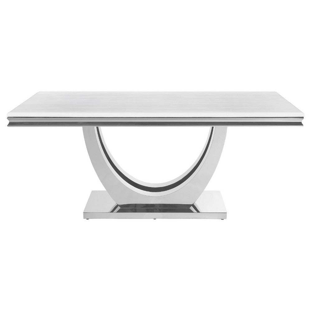 Kery 7pc Dining Table Set | Modern White Faux Marble | 6 Side Chairs BM338118