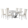 Kery 7pc Dining Table Set | Modern White Faux Marble | 6 Side Chairs