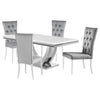 Kery 5pc Dining Table Set | Modern Gray Faux Marble | 4 Side Chairs