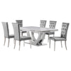 Kery 7pc Dining Table Set | Modern Gray Faux Marble | 6 Side Chairs