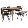 Hom 6pc Dining Table Set | Natural Brown Sheesham | Espresso Leather
