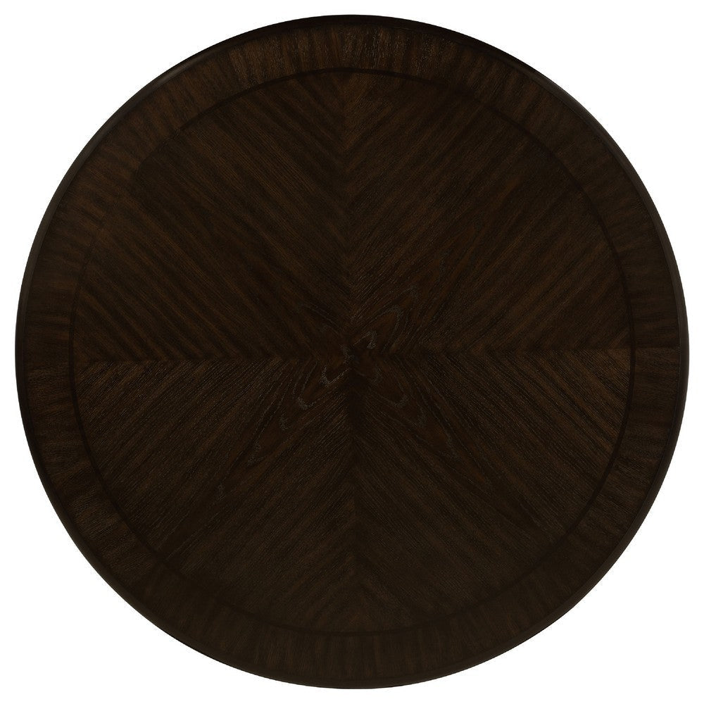 Tipa 5pc Dining Table Set | Dark Brown Round Wood Top | Storage Base BM338129