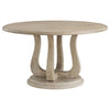 Eva 5pc Dining Table Set | White Washed Round Wood Top | Beige Chairs BM338131