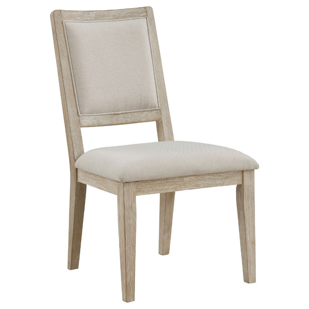 Eva 5pc Dining Table Set | White Washed Round Wood Top | Beige Chairs BM338131