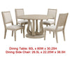 Eva 5pc Dining Table Set | White Washed Round Wood Top | Beige Chairs BM338131