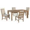 Rune 5pc Dining Table Set | Natural Brown | 4 Oatmeal Gray Chairs