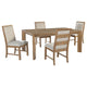 Rune 5pc Dining Table Set | Natural Brown | 4 Oatmeal Gray Chairs