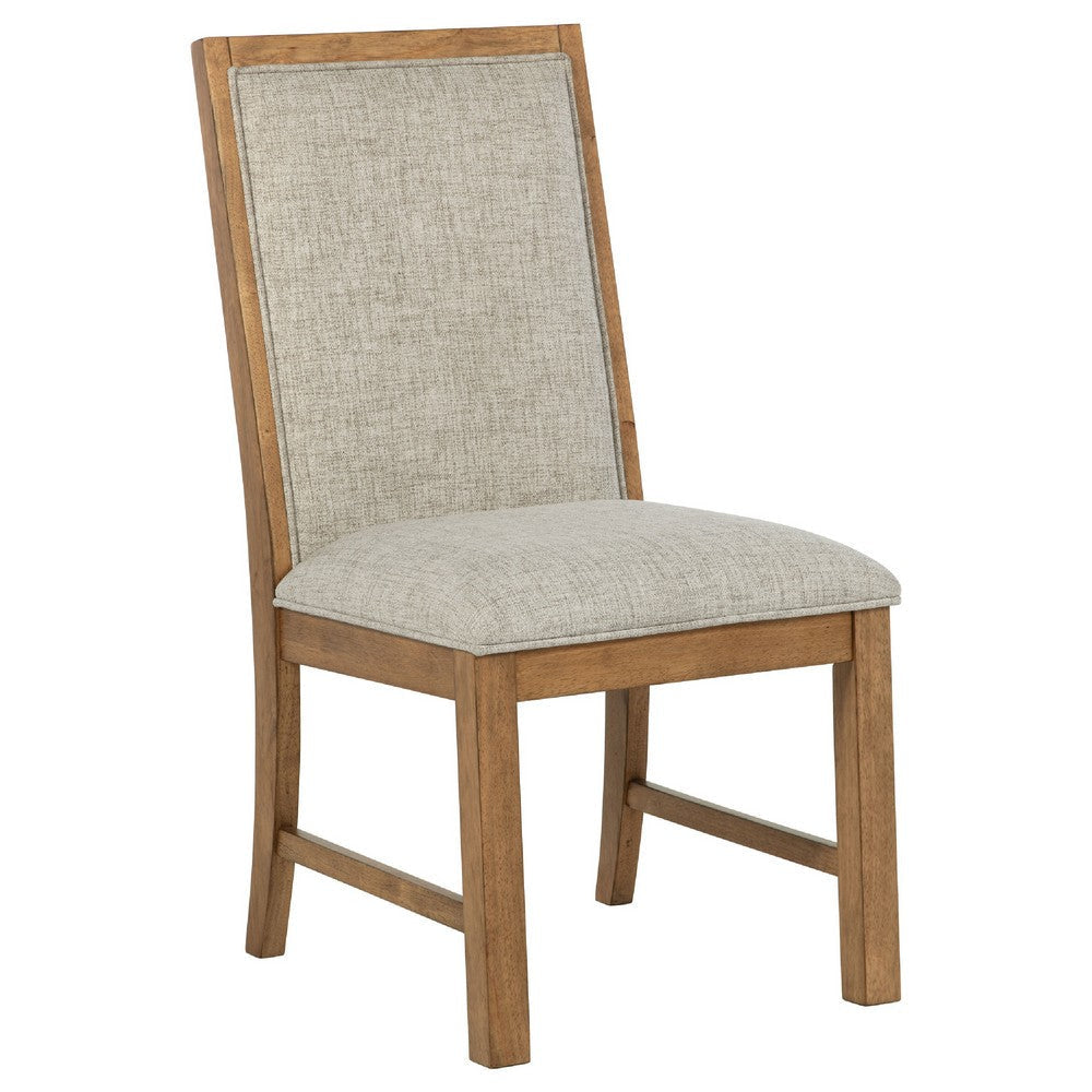 Rune 5pc Dining Table Set | Natural Brown | 4 Oatmeal Gray Chairs BM338132