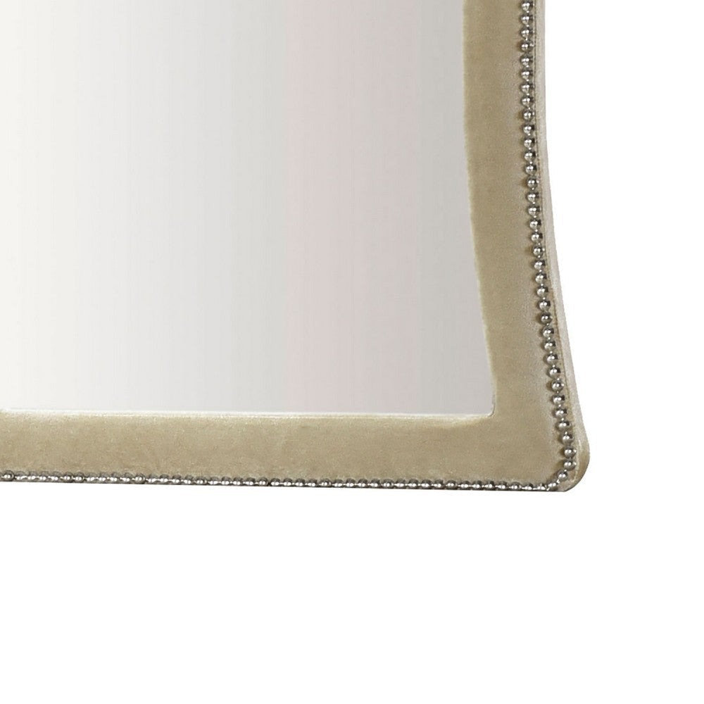 Lino Dresser Mirror | Curved Frame | Nailhead Trim | Cream Velvet 43’’ BM338134