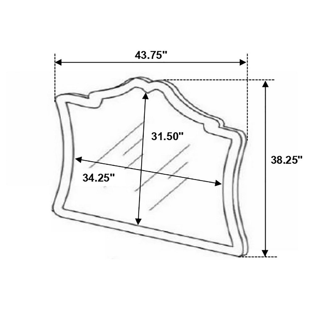 Lino Dresser Mirror | Curved Frame | Nailhead Trim | Cream Velvet 43"