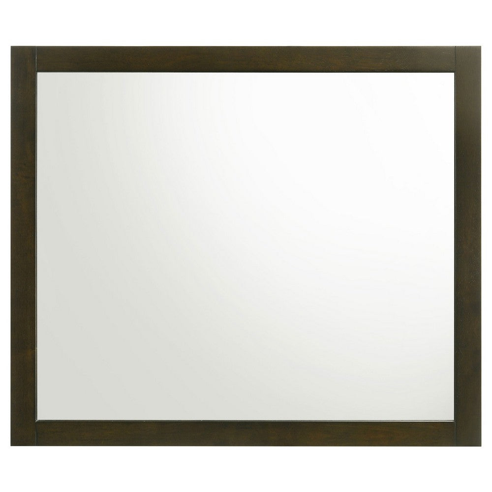 Wlly Dresser Mirror with Wide Frame | 39" Dark Brown Hardwood