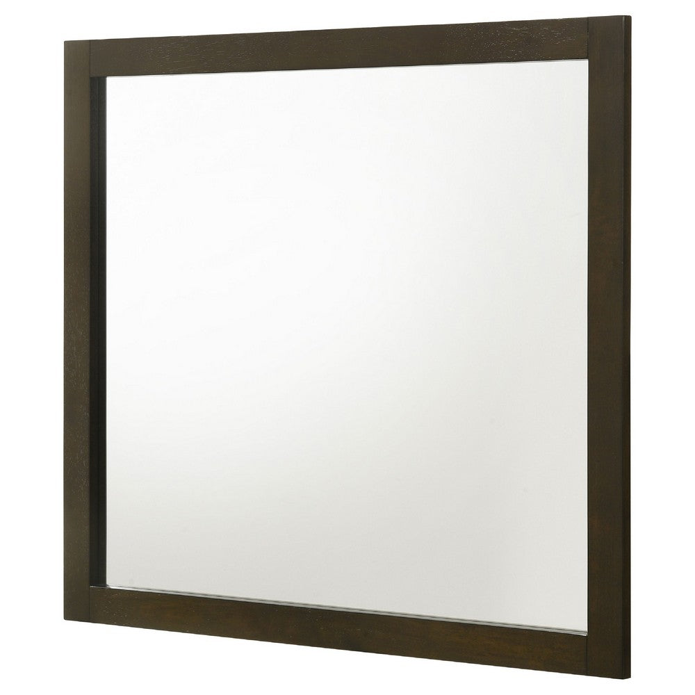 Wlly Dresser Mirror with Wide Frame | 39" Dark Brown Hardwood
