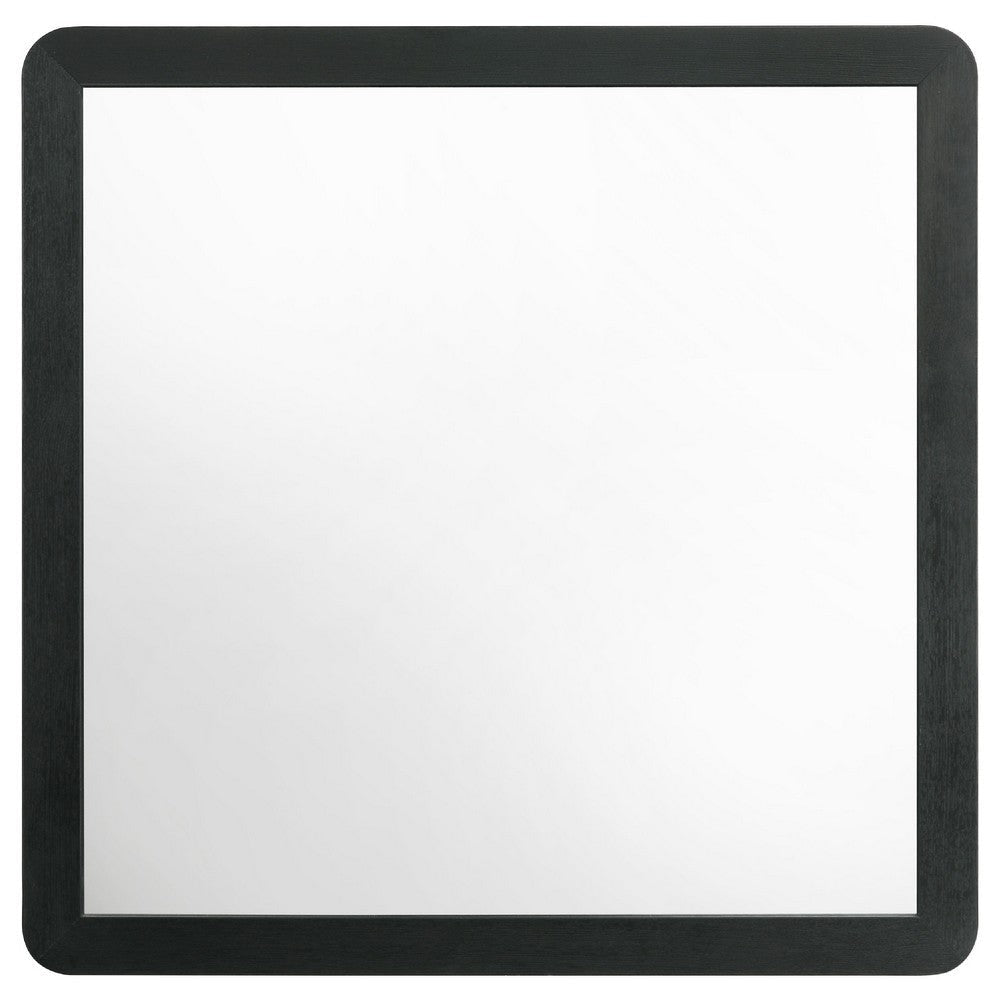 Cavy Dresser Mirror | Rounded Corners and Flat Glass | Black Melamine BM338137