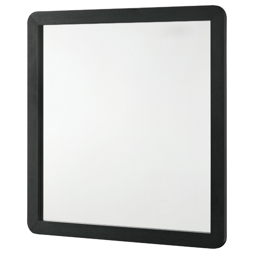 Cavy Dresser Mirror | Rounded Corners and Flat Glass | Black Melamine BM338137