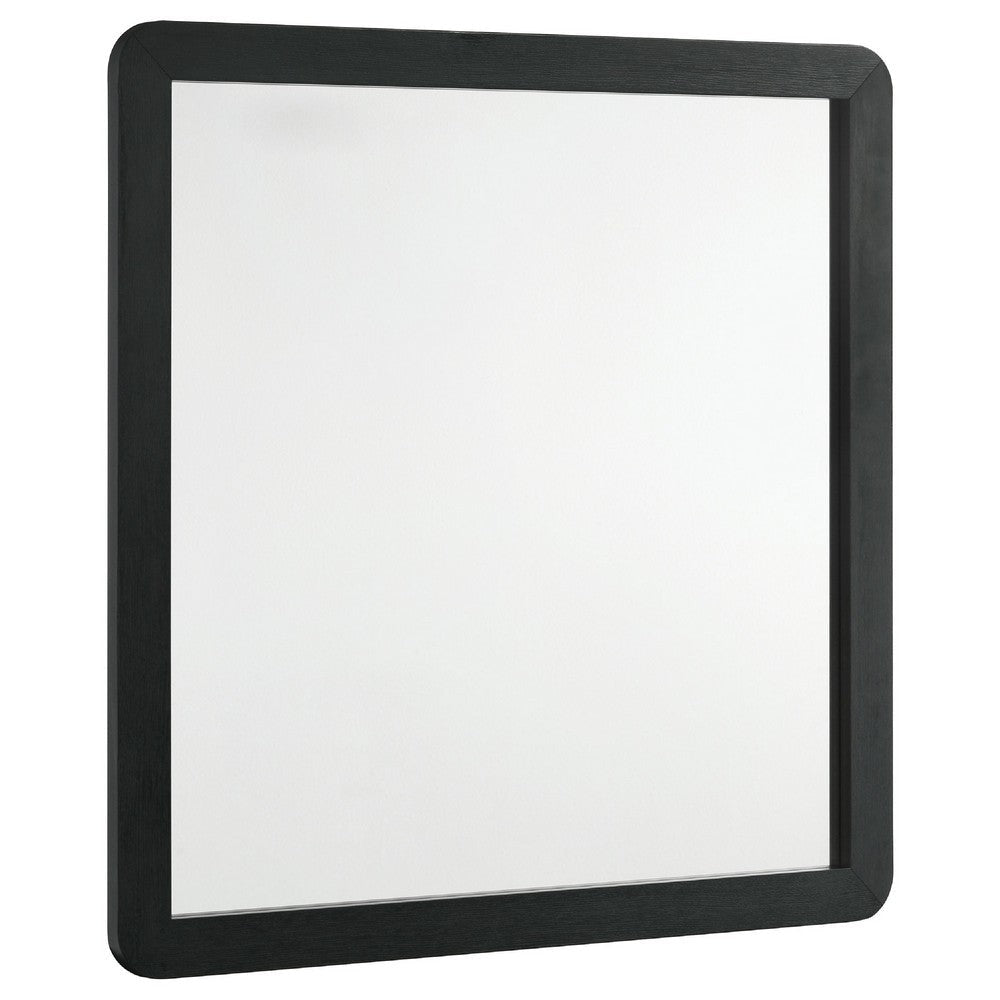 Cavy Dresser Mirror | Rounded Corners and Flat Glass | Black Melamine