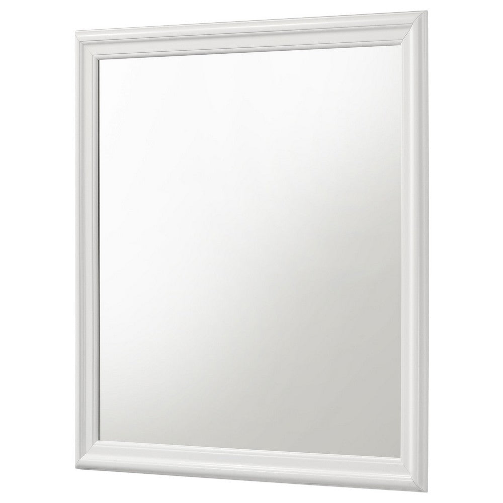 Nim Rectangular Dresser Mirror | Molded Trim Frame | 38’’ White Wood BM338138