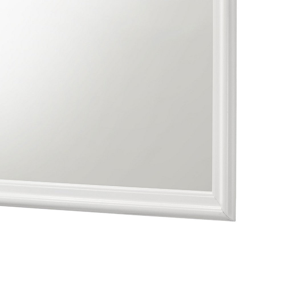 Nim Rectangular Dresser Mirror | Molded Trim Frame | 38’’ White Wood BM338138
