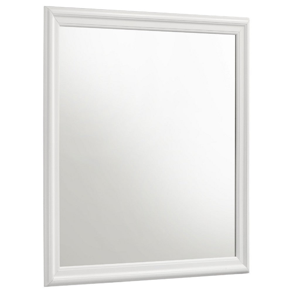 Nim Rectangular Dresser Mirror | Molded Trim Frame | 38" White Wood