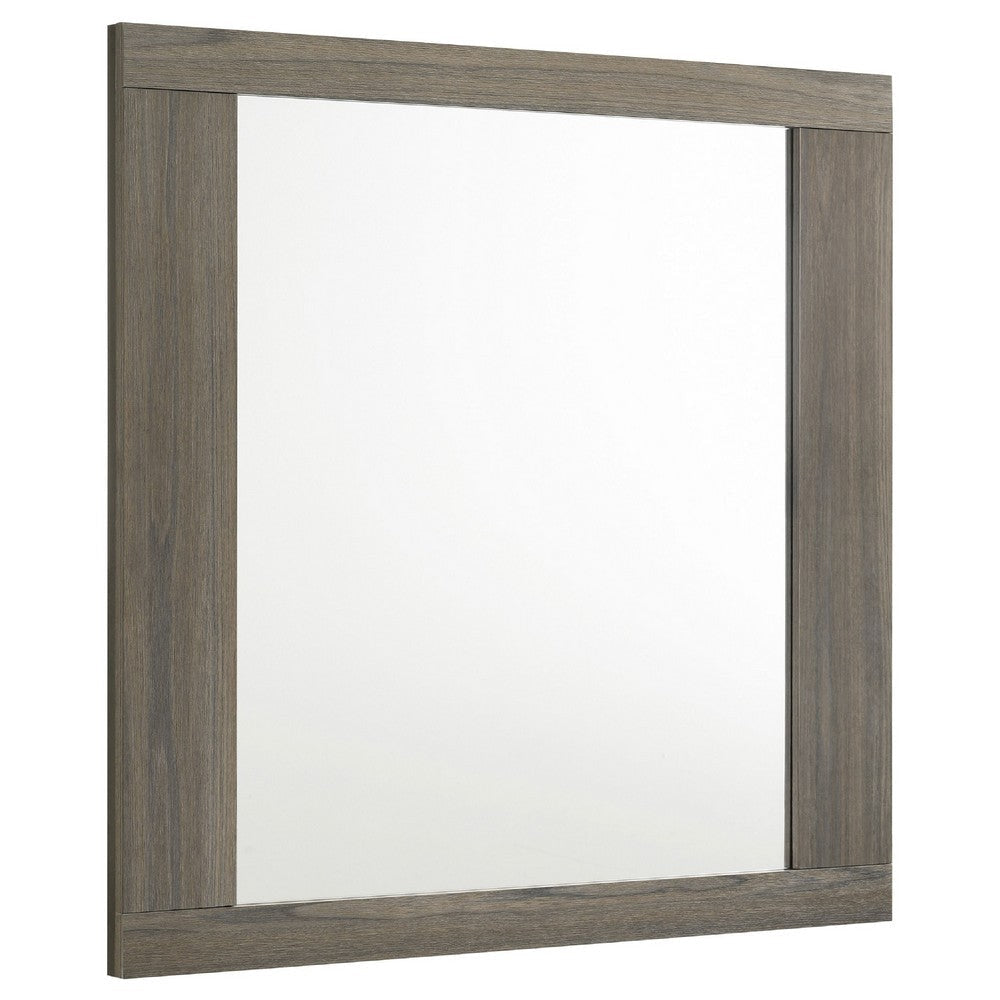 Fene Rectangular Dresser Mirror | Flat Glass | 38" Gray Oak Melamine