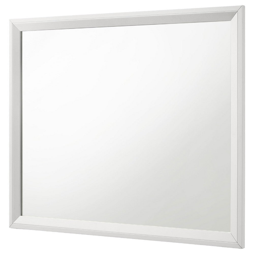 Noro Dresser Mirror with Slim Trim | Open Mitered Corners | White Wood BM338140