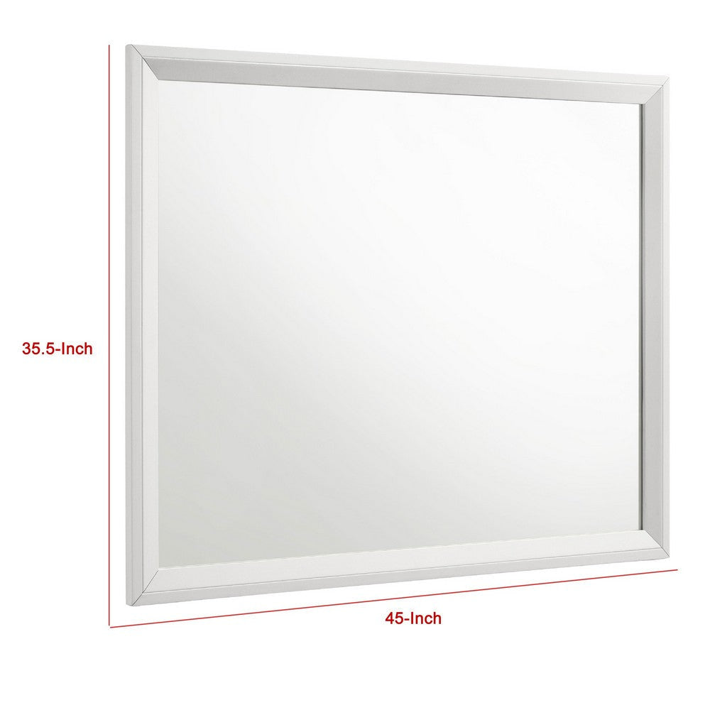 Noro Dresser Mirror with Slim Trim | Open Mitered Corners | White Wood BM338140