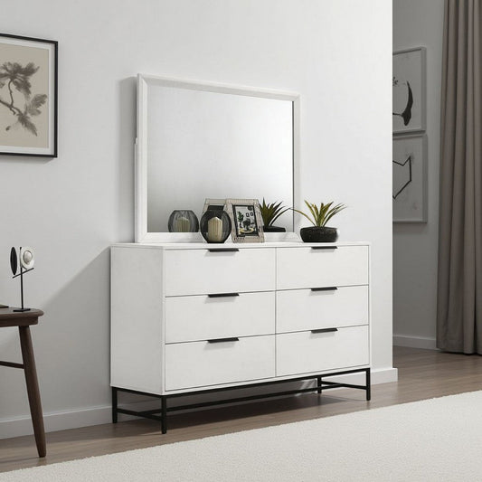 Noro Dresser Mirror with Slim Trim | Open Mitered Corners | White Wood