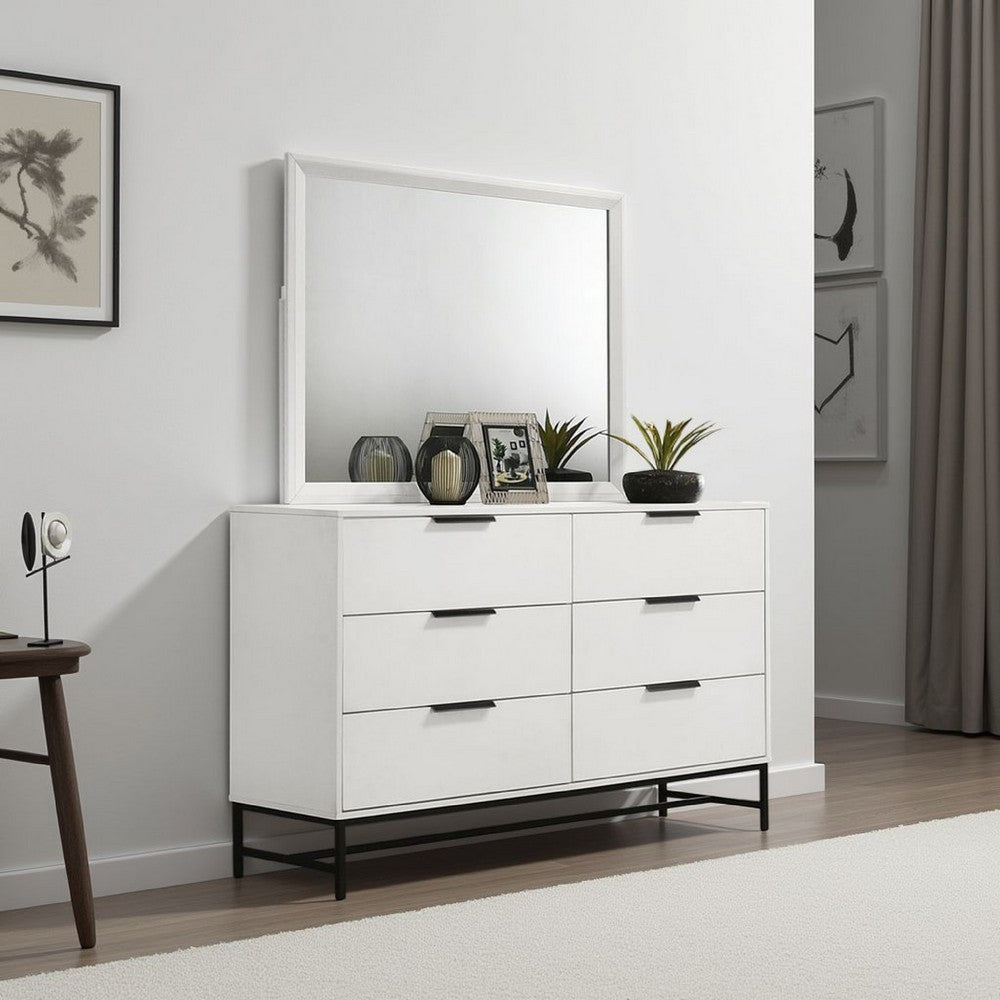 Noro Dresser Mirror with Slim Trim | Open Mitered Corners | White Wood