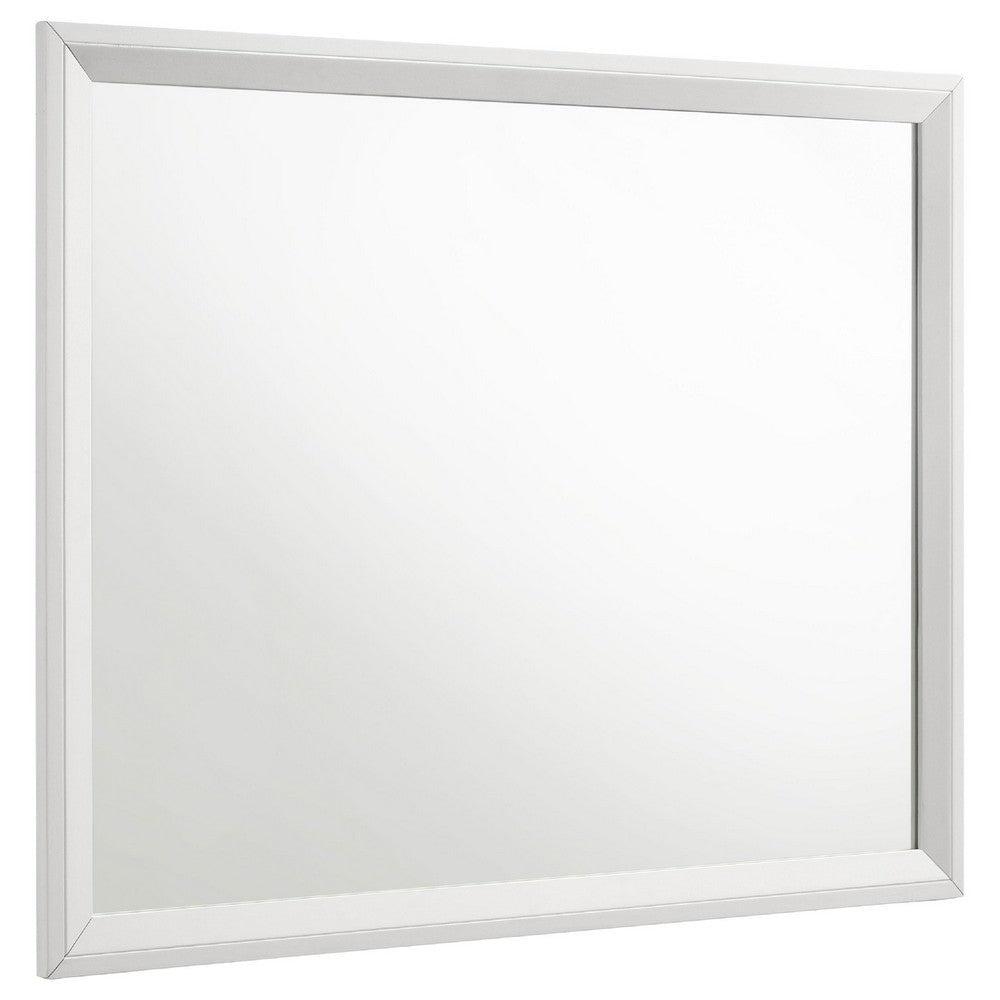 Noro Dresser Mirror with Slim Trim | Open Mitered Corners | White Wood