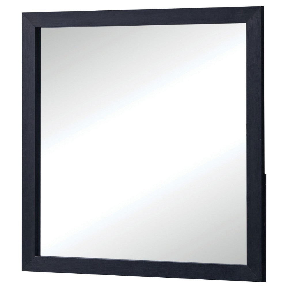 Dex Rectangular Dresser Mirror | Non-Beveled Glass | Black Melamine BM338141