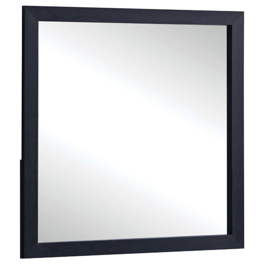 Dex Rectangular Dresser Mirror | Non-Beveled Glass | Black Melamine