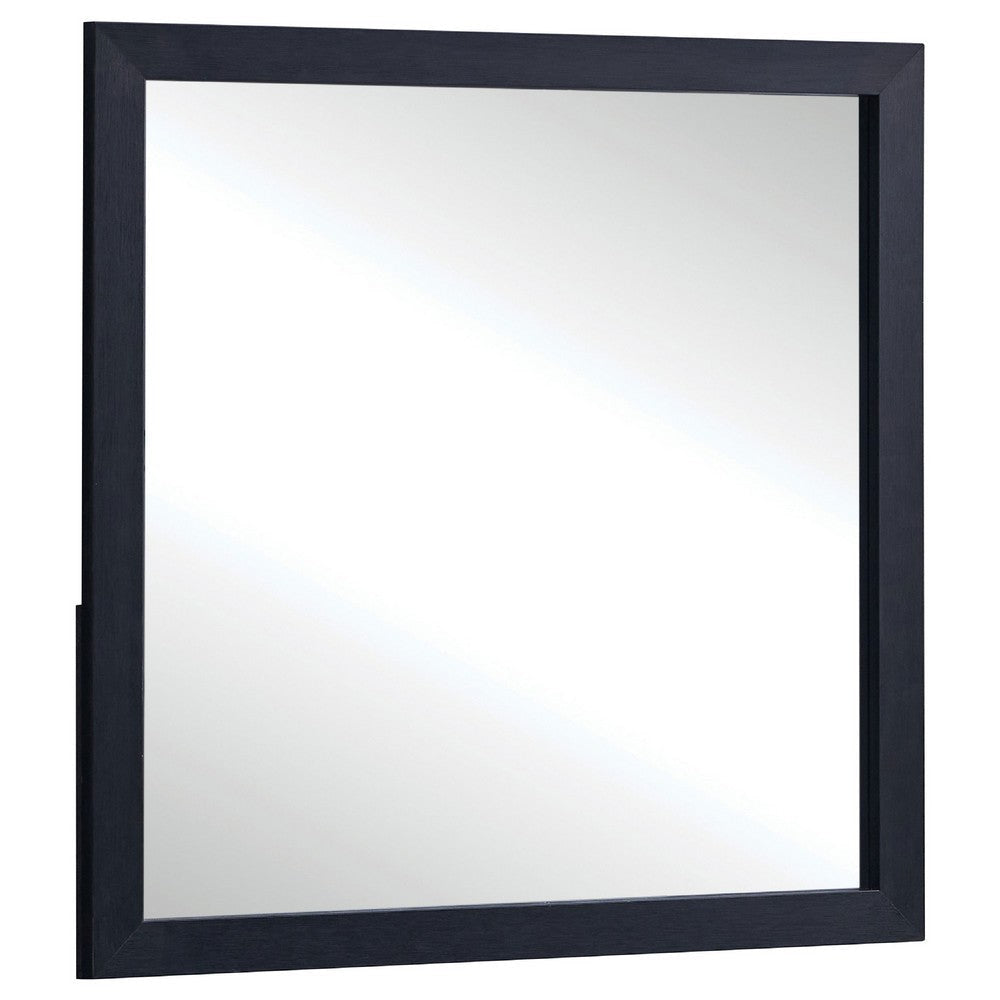 Dex Rectangular Dresser Mirror | Non-Beveled Glass | Black Melamine