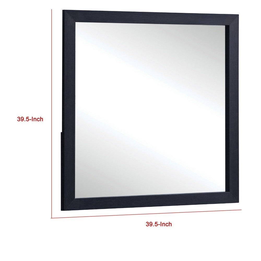 Dex Rectangular Dresser Mirror | Non-Beveled Glass | Black Melamine BM338141