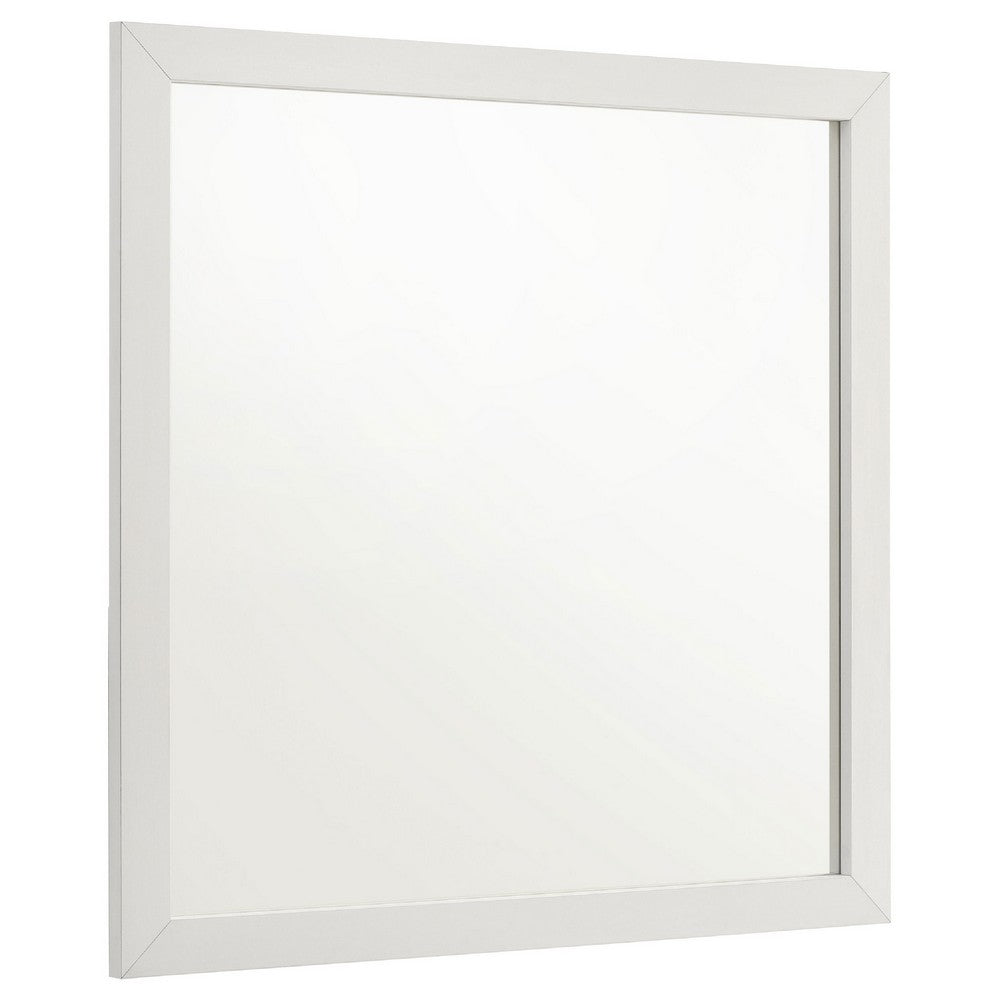 Dex Rectangular Dresser Mirror | Non-Beveled Glass | White Melamine