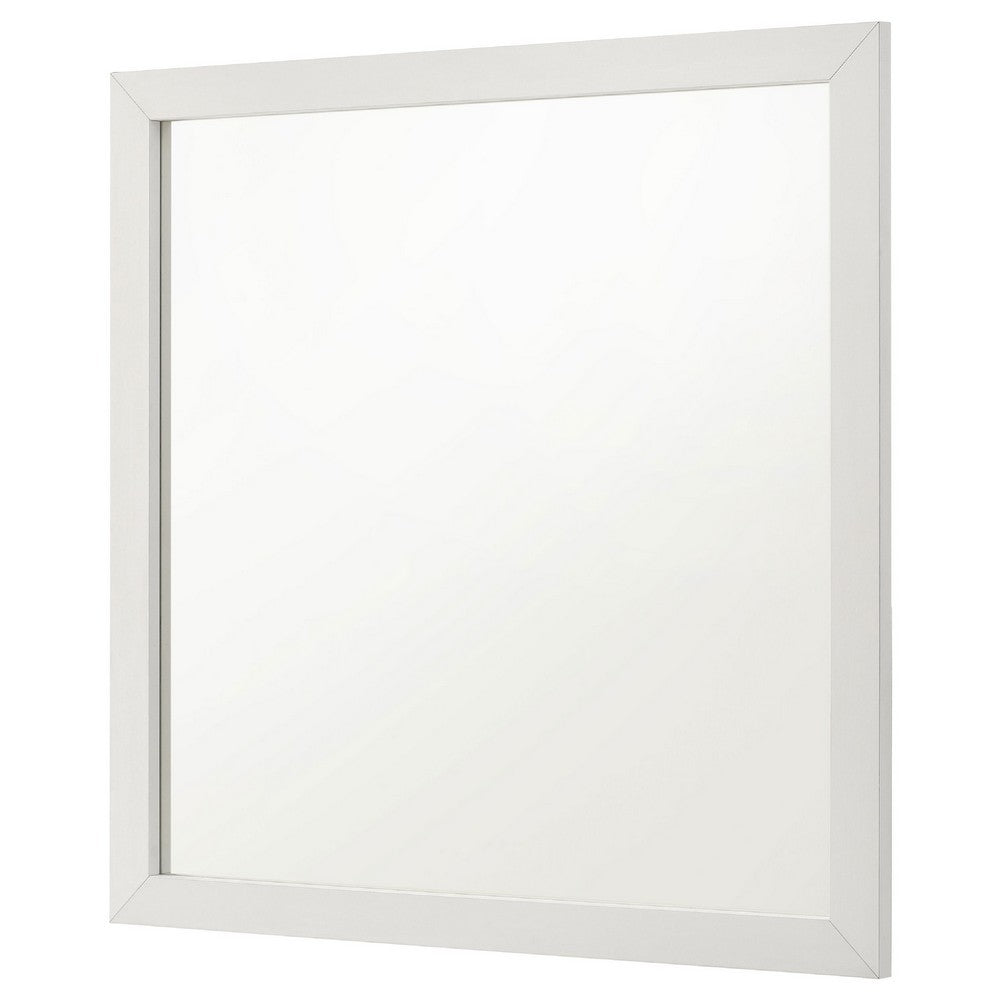 Dex Rectangular Dresser Mirror | Non-Beveled Glass | White Melamine