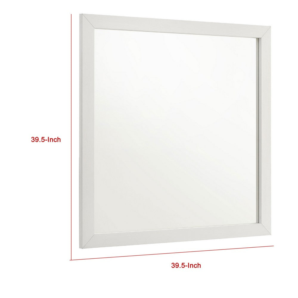 Dex Rectangular Dresser Mirror | Non-Beveled Glass | White Melamine