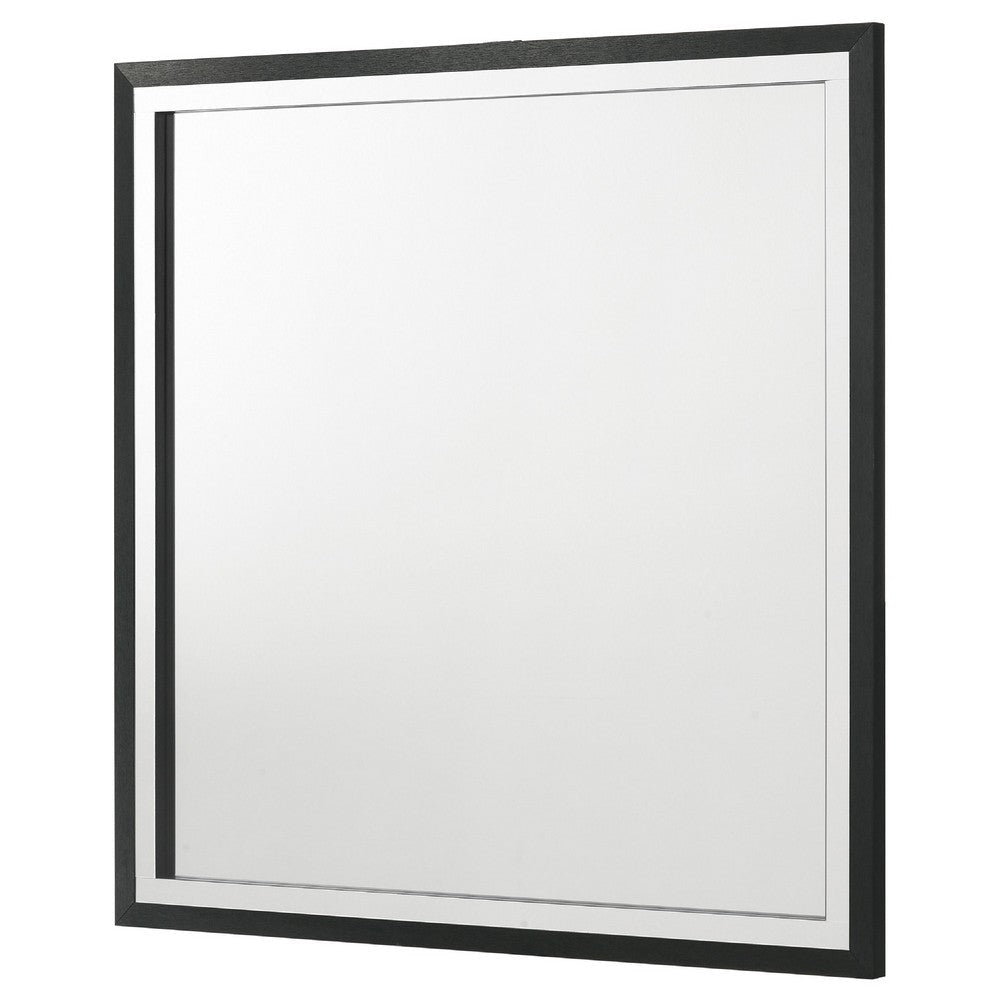 Jenny Square Dresser Mirror | Polished Chrome Trim | Black Melamine BM338143