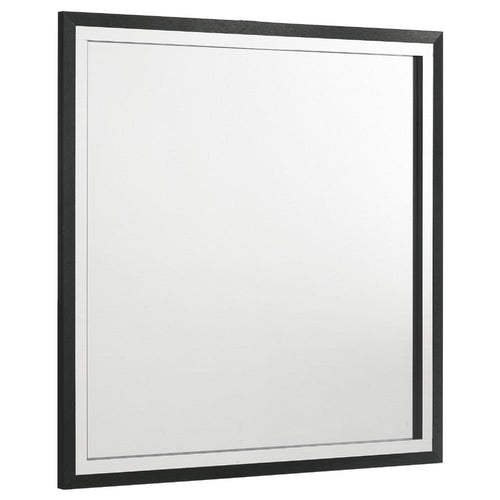 Jenny Square Dresser Mirror | Polished Chrome Trim | Black Melamine