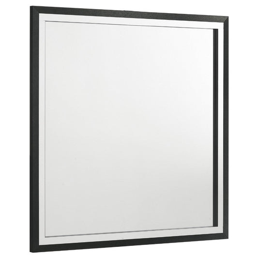 Jenny Square Dresser Mirror | Polished Chrome Trim | Black Melamine