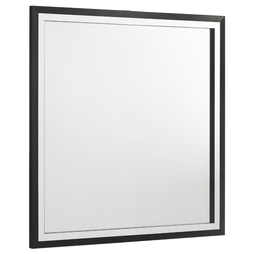 Jenny Square Dresser Mirror | Polished Chrome Trim | Black Melamine