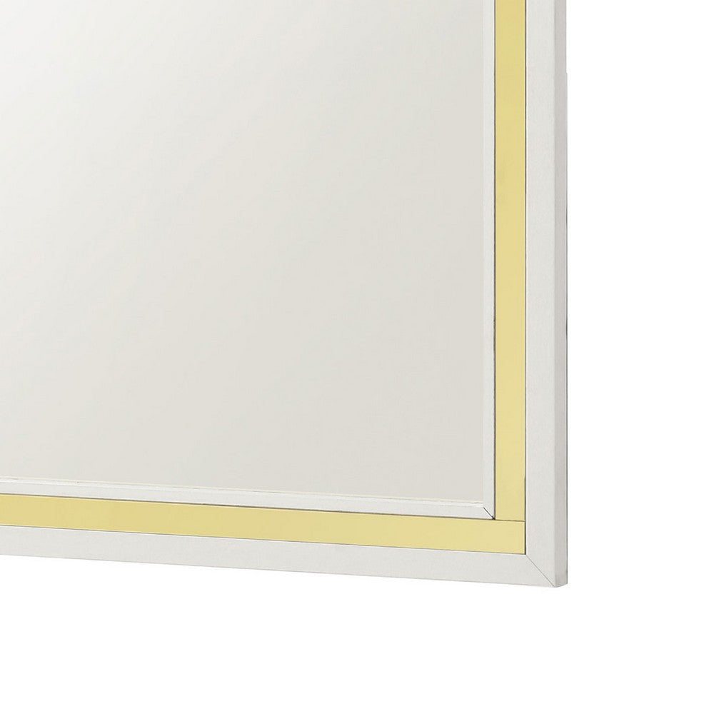 Jenny Square Dresser Mirror | Polished Golden Trim | White Melamine BM338144