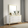 Jenny Square Dresser Mirror | Polished Golden Trim | White Melamine