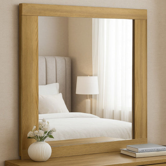 Hyle Rectangular Dresser Mirror | Italian-Inspired Design | Brown Wood